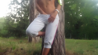 TS Nicole Big Caliber in Candid Photos in the Woods