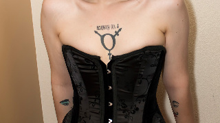 Jezebel Legs in sexy corseet teasing and stripping